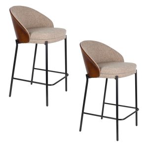 Dutchbone Rodin Barkrukken rugleuning 65 cm Beige – Set van 2 Dutchbone Rodin Barkrukken rugleuning 65 cm Beige – Set van 2