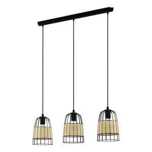 EGLO hanglamp Anwick – e27 – 88 cm – zwart/rotan EGLO hanglamp Anwick – e27 – 88 cm – zwart/rotan