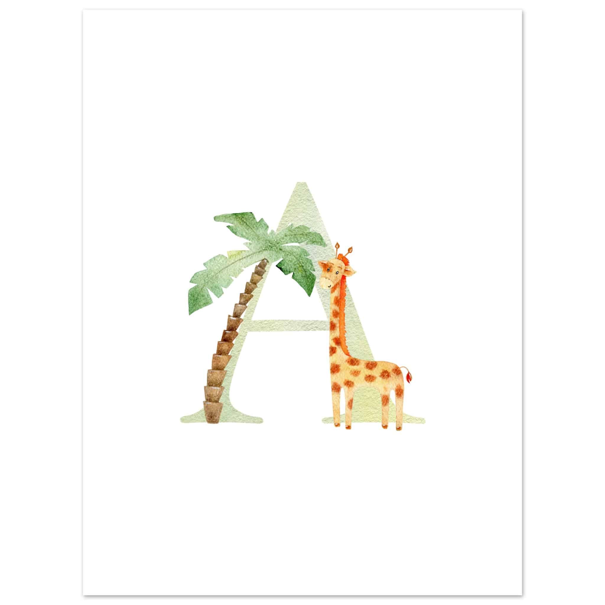 Artfulprints Poster Letter A kindernaam - 30x40 cm - Meerkleurig