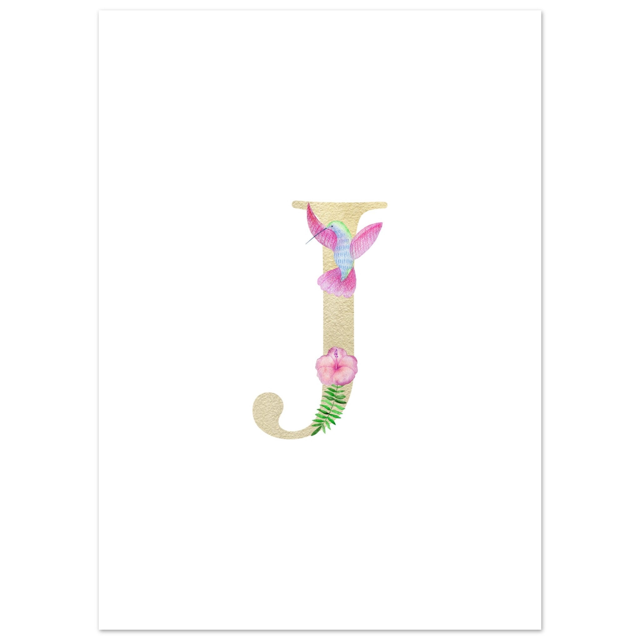 Artfulprints Poster Letter J kindernaam - 50x70 cm - Meerkleurig