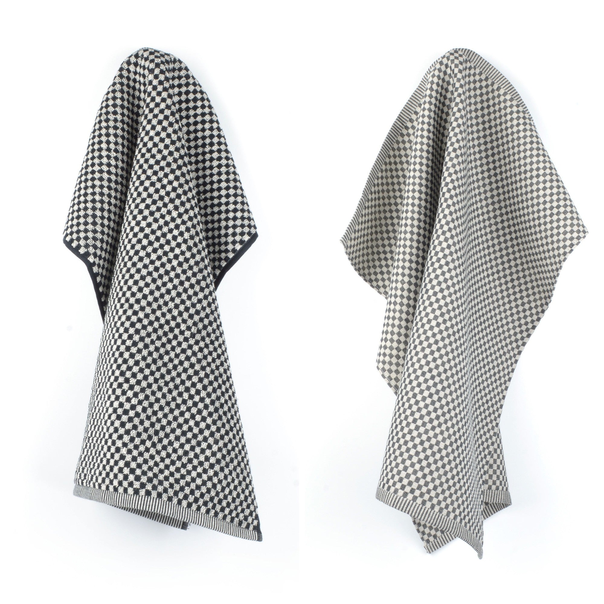 Luxe Keukendoek en Theedoek Kleine Ruit Zwart Bunzlau Castle - 100% bi