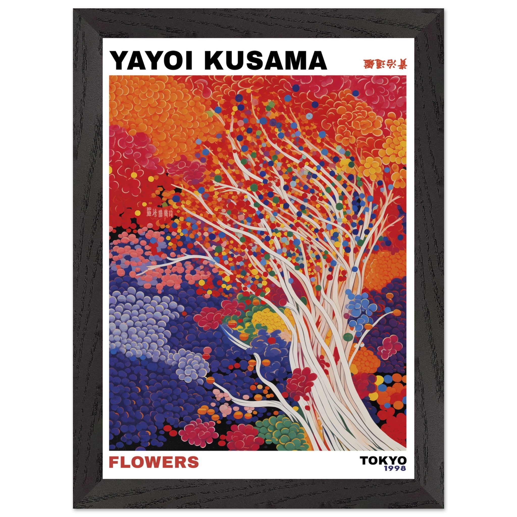 Artfulprints Poster met Lijst Yayoi Kusama - Artistic tree - A4 21x29.