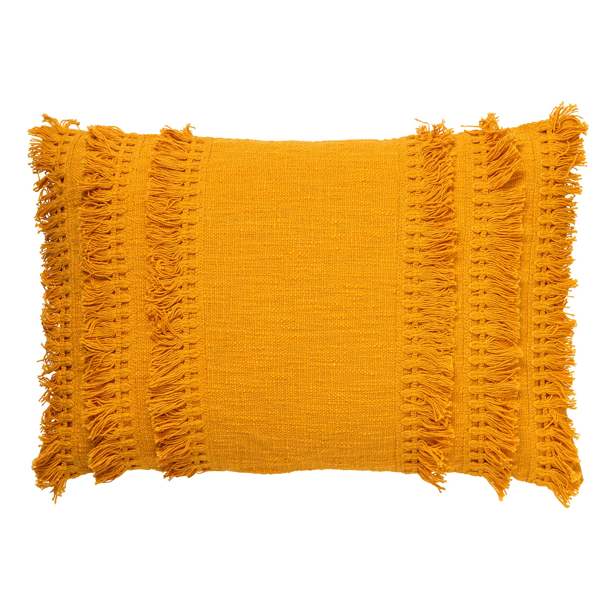 FARA - Kussenhoes 40x60 cm - 100% katoen - met franjes - Golden Glow -
