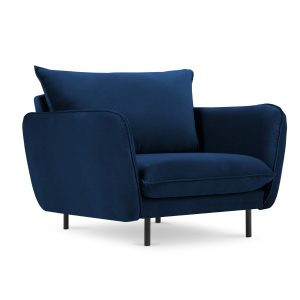 Cosmopolitan Design Fauteuil Vienna flueel, koningsblauw – 94x97x95cm