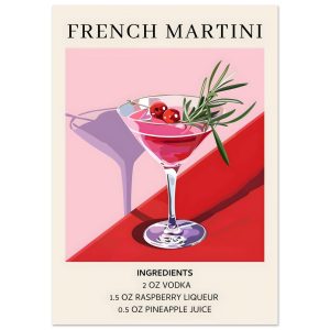 Artfulprints Poster French Martini cocktail – Ingrediënten – A4 21×29. Artfulprints Poster French Martini cocktail – Ingrediënten – A4 21×29.