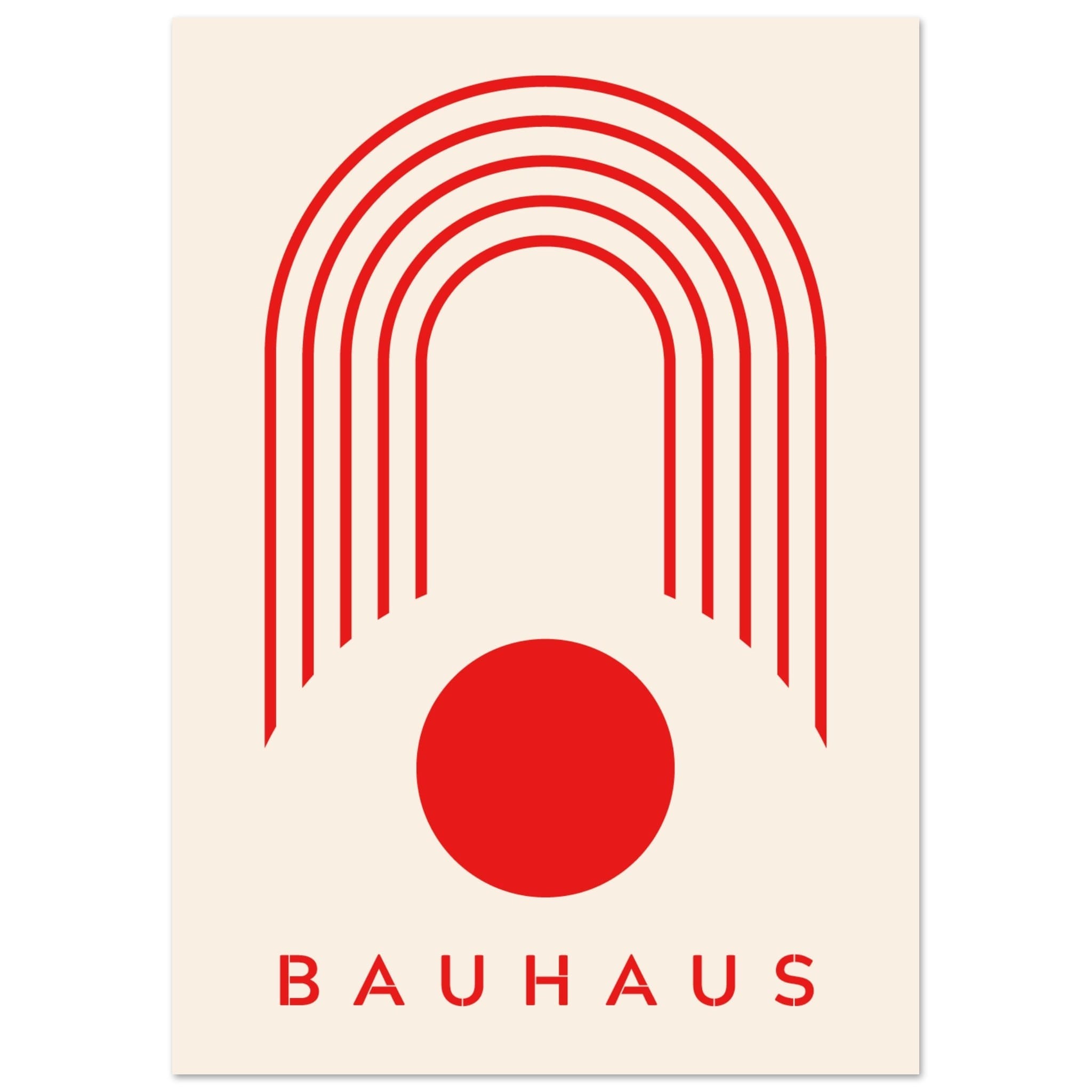 Artfulprints Poster Bauhaus - Red arches - A4 21x29.7 cm - Rood
