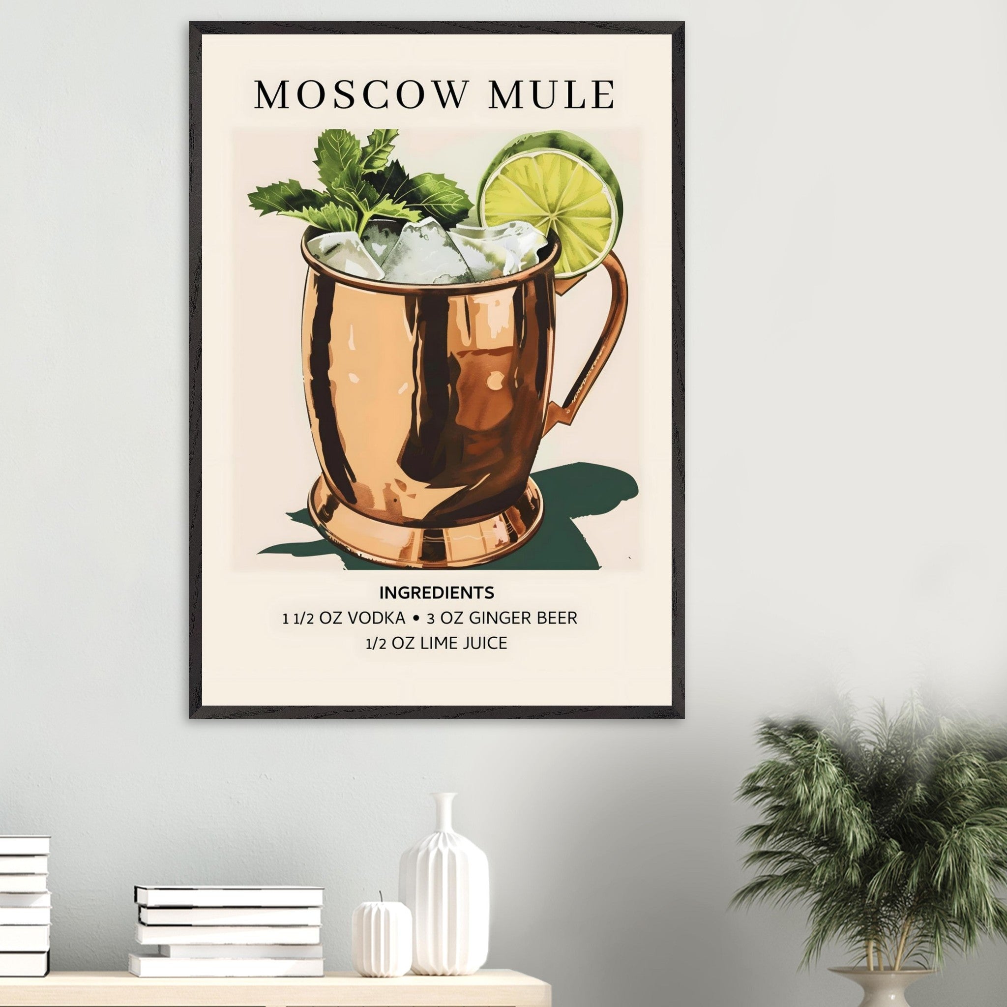 Artfulprints Poster Moscow Mule cocktail I - Ingrediënten - 70x100 cm