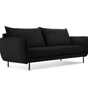 Cosmopolitan Design Bank Vienna 2-zits, flueel, zwart – 92x160x95cm