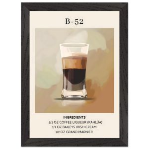 Artfulprints Poster met Lijst B-52 cocktail – Ingrediënten – A4 21×29.