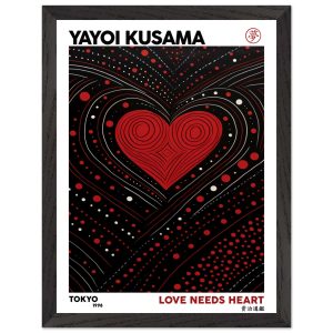 Artfulprints Poster met Lijst Yayoi Kusama – Love needs heart – 30×40 Artfulprints Poster met Lijst Yayoi Kusama – Love needs heart – 30×40