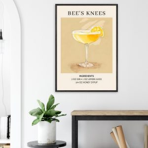 Artfulprints Poster Bee's Knees cocktail – Ingrediënten – 70×100 cm – Artfulprints Poster Bee's Knees cocktail – Ingrediënten – 70×100 cm –
