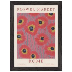 Artfulprints Poster met Lijst Flower market – Rome – A4 21×29.7 cm – R