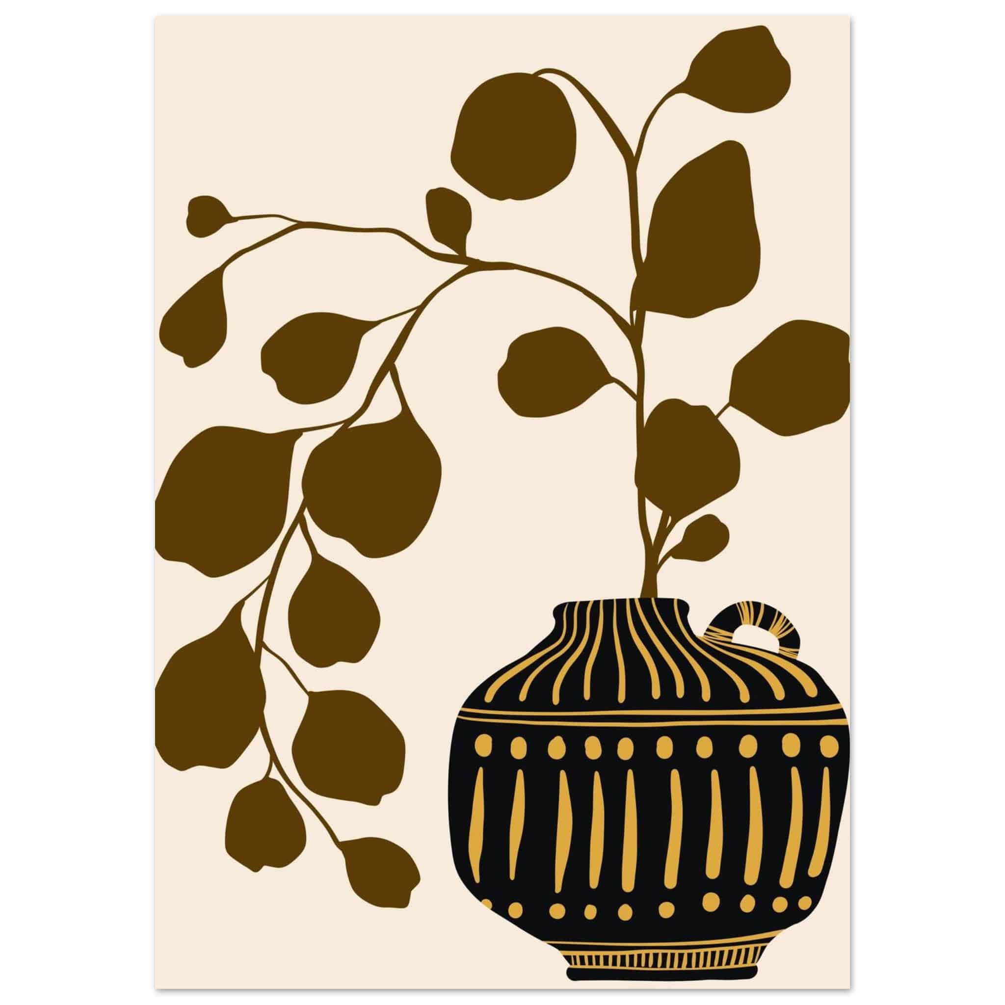 Artfulprints Poster Boho – Golden vase - 50x70 cm - Bruin