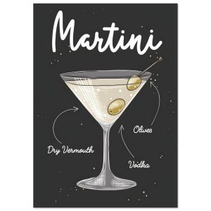 Artfulprints Martini cocktail – Illustratie poster A4 21×29.7 cm Artfulprints Martini cocktail – Illustratie poster A4 21×29.7 cm