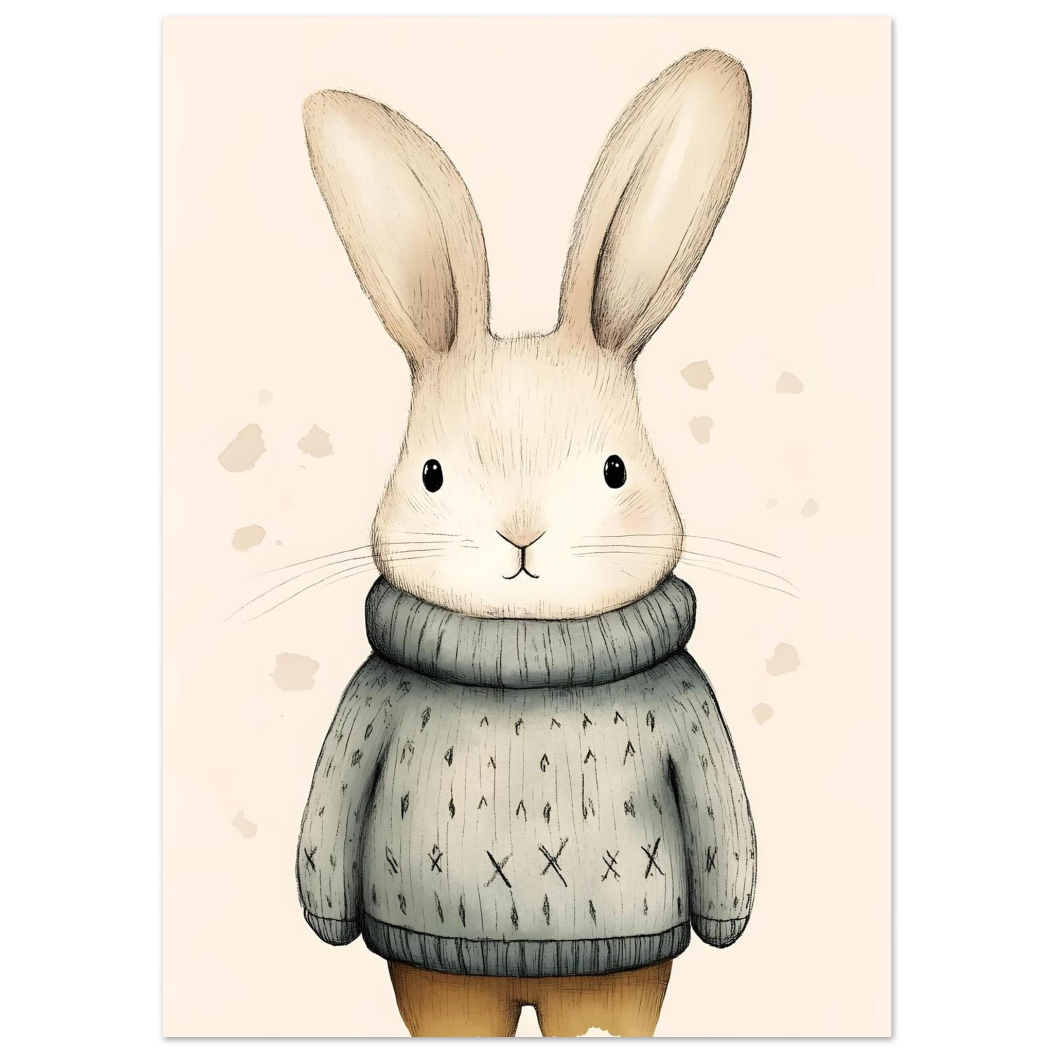 Artfulprints Winterkonijn aquarel poster 50x70 cm