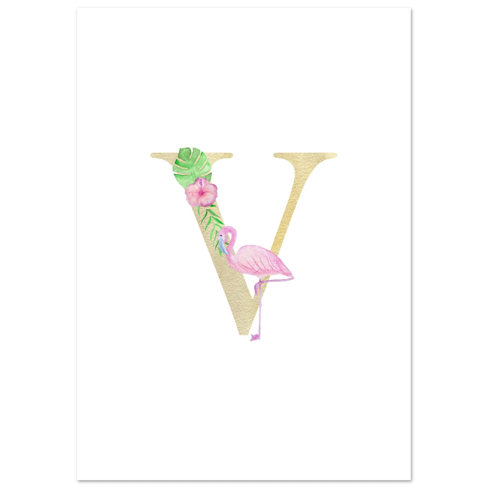 Artfulprints Poster Letter V kindernaam - A4 21x29.7 cm - Meerkleurig