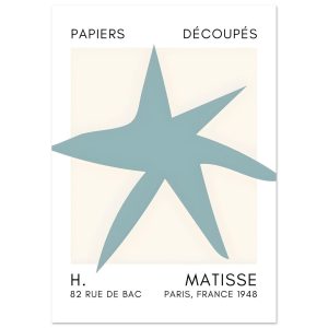 Artfulprints Poster Matisse – Star of the sea turquoise – A4 21×29.7 c Artfulprints Poster Matisse – Star of the sea turquoise – A4 21×29.7 c