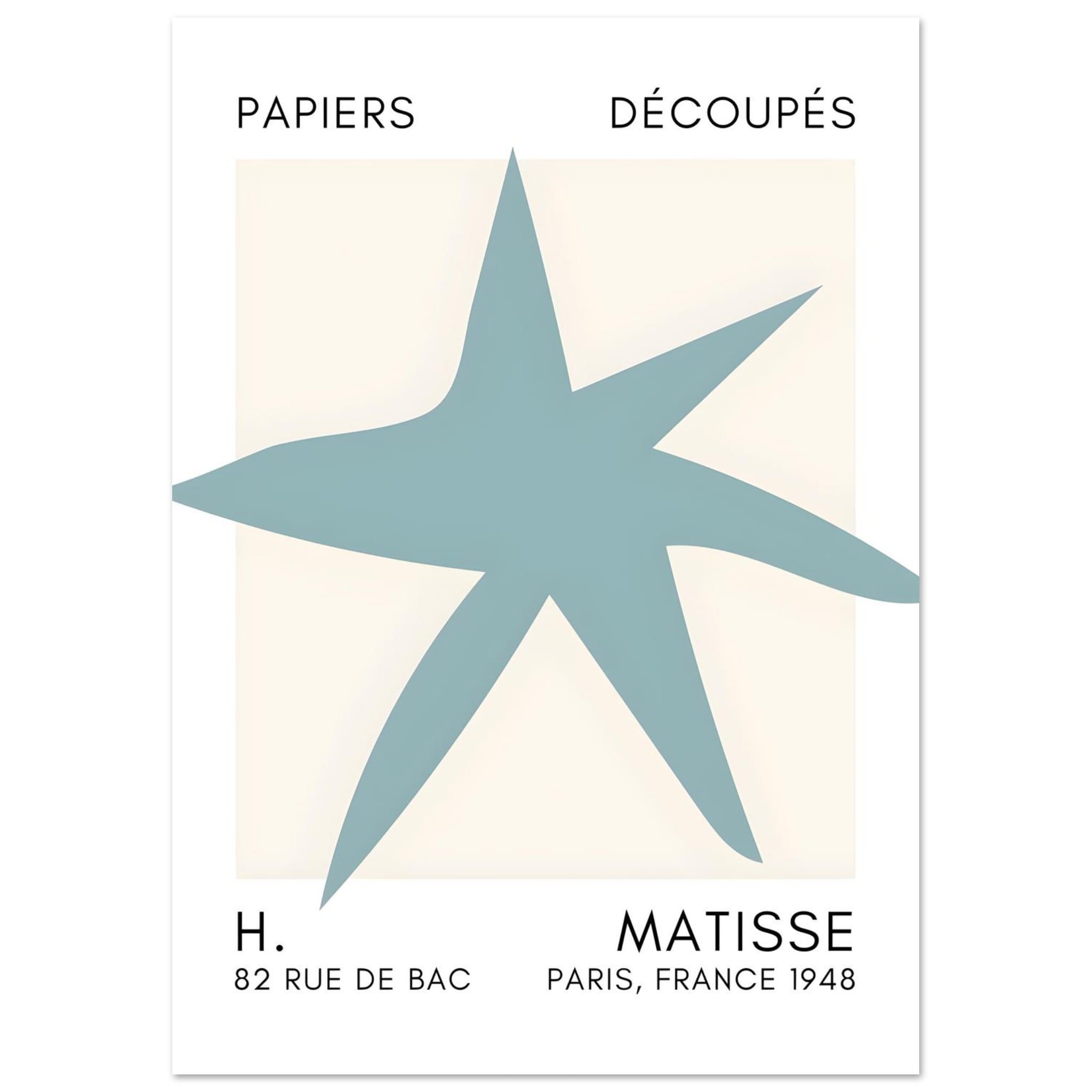 Artfulprints Poster Matisse – Star of the sea turquoise - A4 21x29.7 c