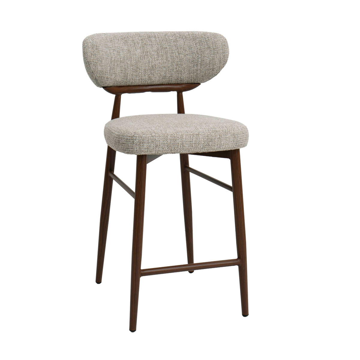 DÉJA Living Barstoel Milan - Beige/Walnoot - Zithoogte 65cm - Set van