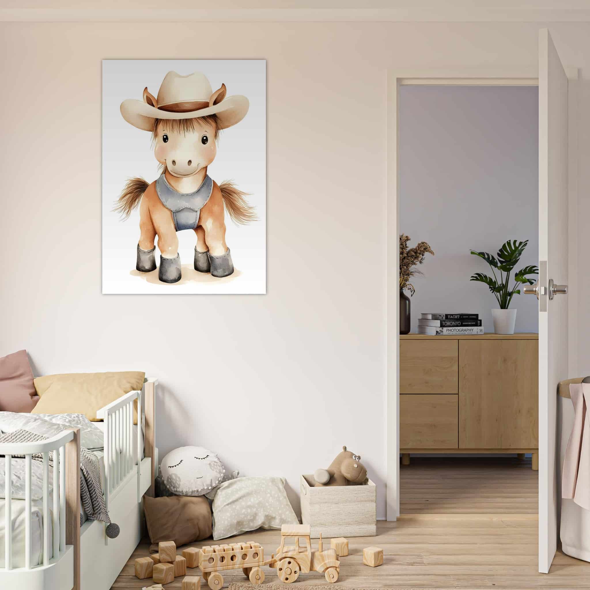 Artfulprints Poster Boerderij pony - 70x100 cm - Bruin