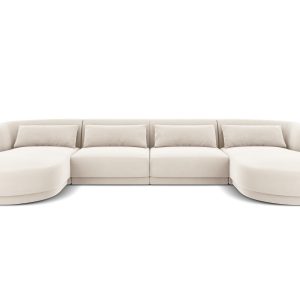 Cosmopolitan Design Panoramische bank Tulum 5-zits, flueel, lichtbeige Cosmopolitan Design Panoramische bank Tulum 5-zits, flueel, lichtbeige