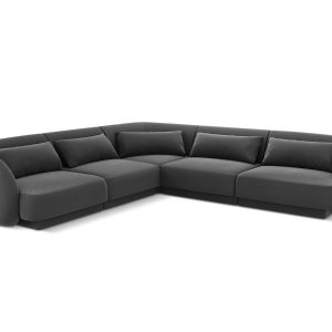 Cosmopolitan Design Symmetrische hoekbank Tulum 5-zits, flueel, grijs Cosmopolitan Design Symmetrische hoekbank Tulum 5-zits, flueel, grijs