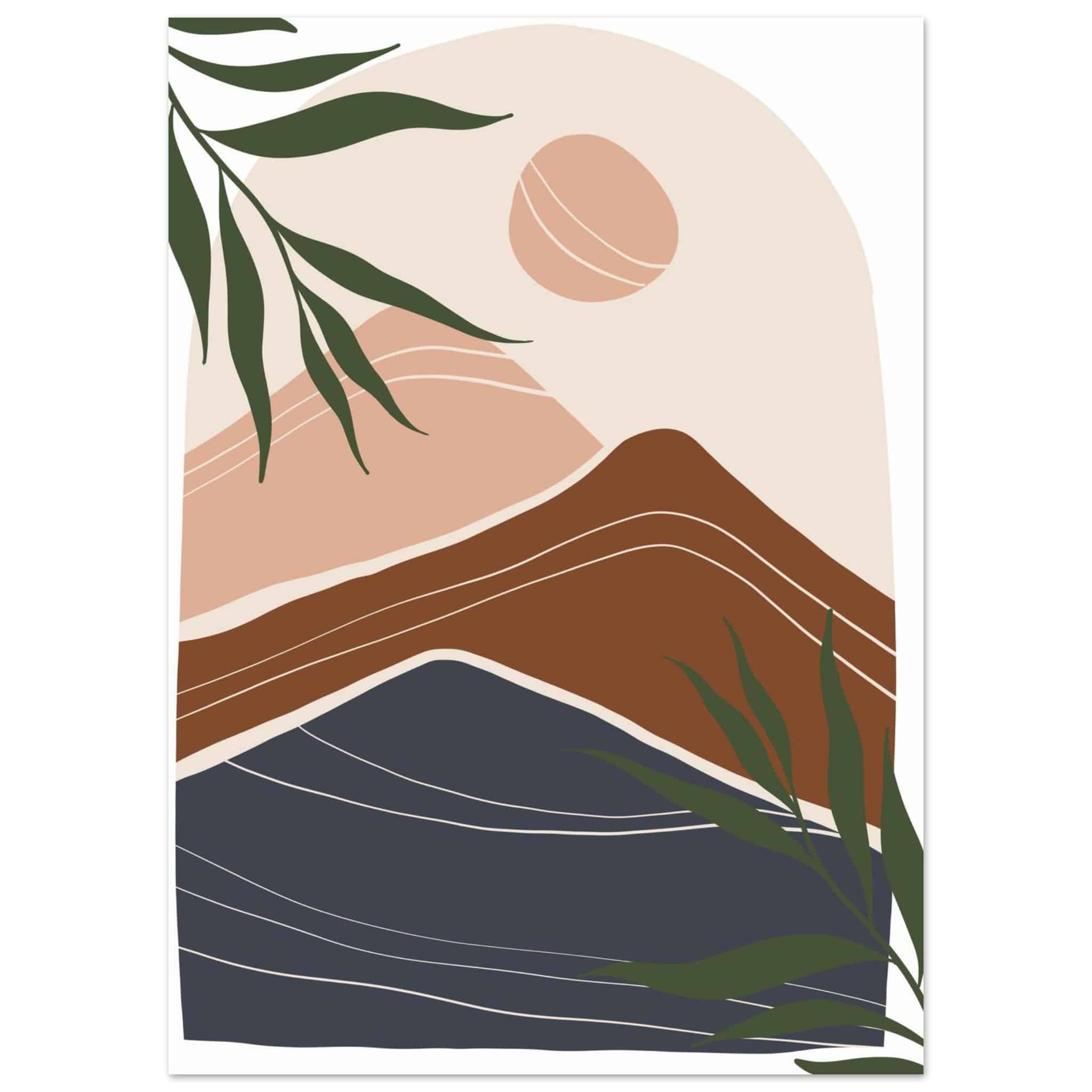 Artfulprints Poster Boho – Mountain sun - 50x70 cm - Bruin