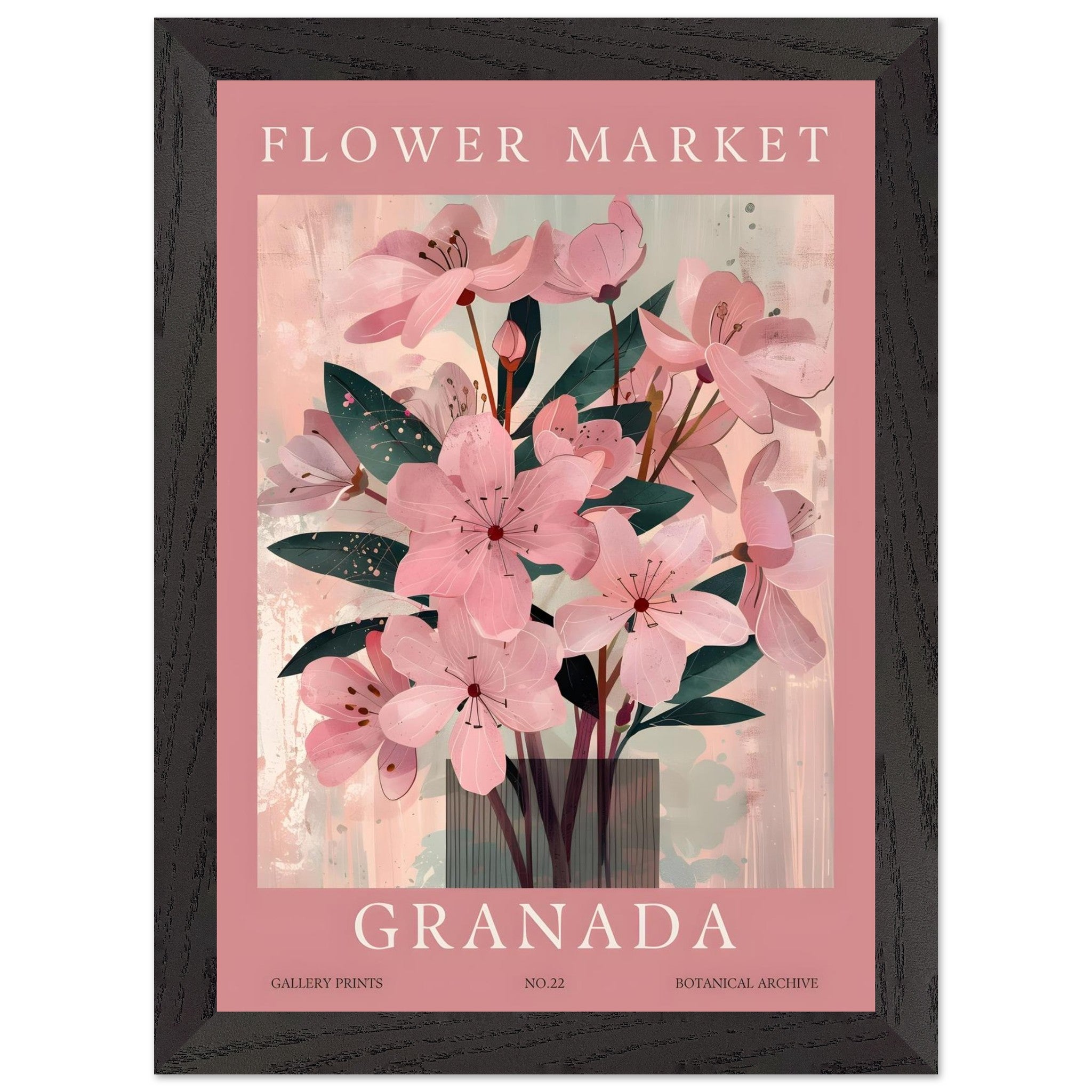 Artfulprints Poster met Lijst Flower market - Granada - A4 21x29.7 cm