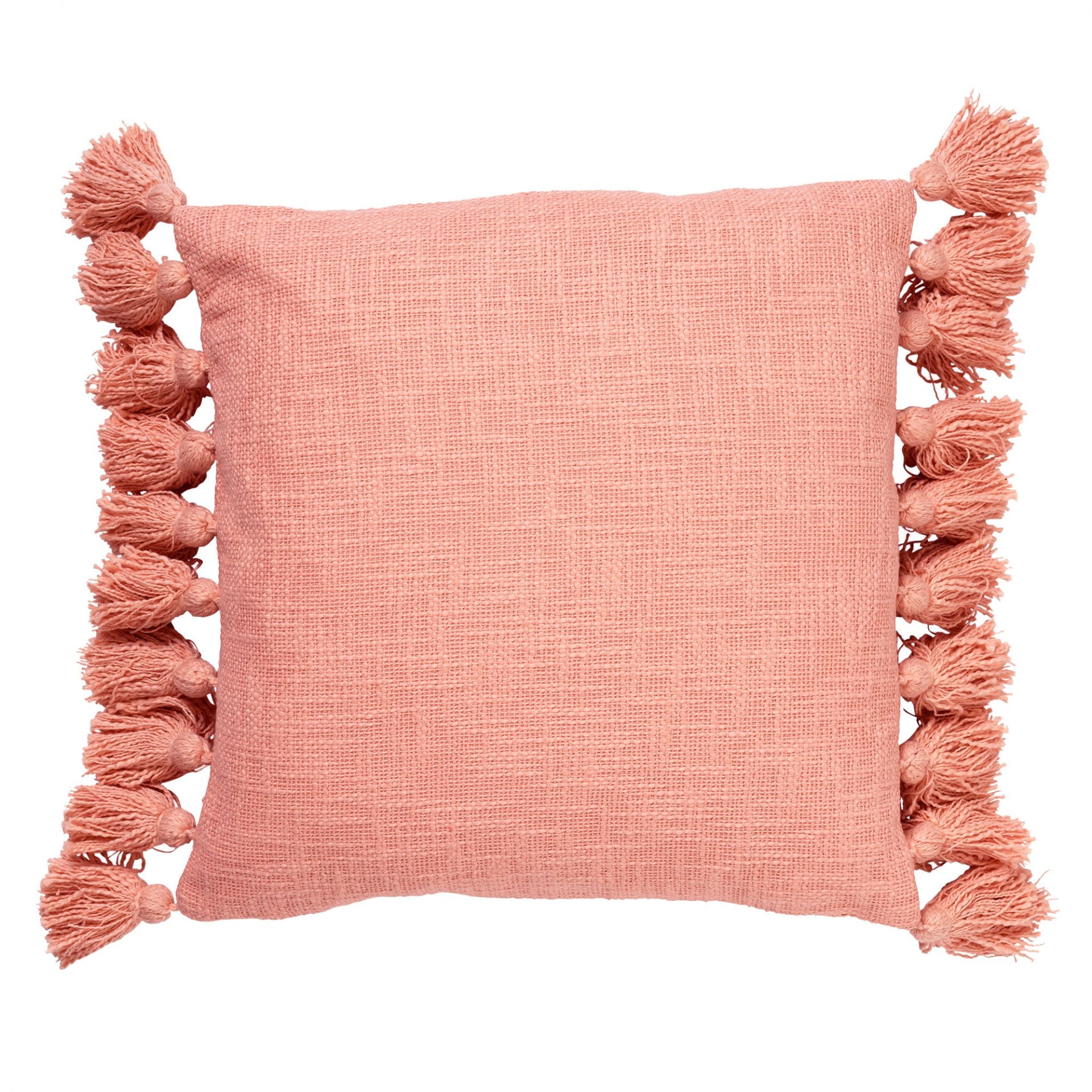 RUBY - Sierkussen 45x45 cm - 100% katoen - met flosjes - Muted Clay -