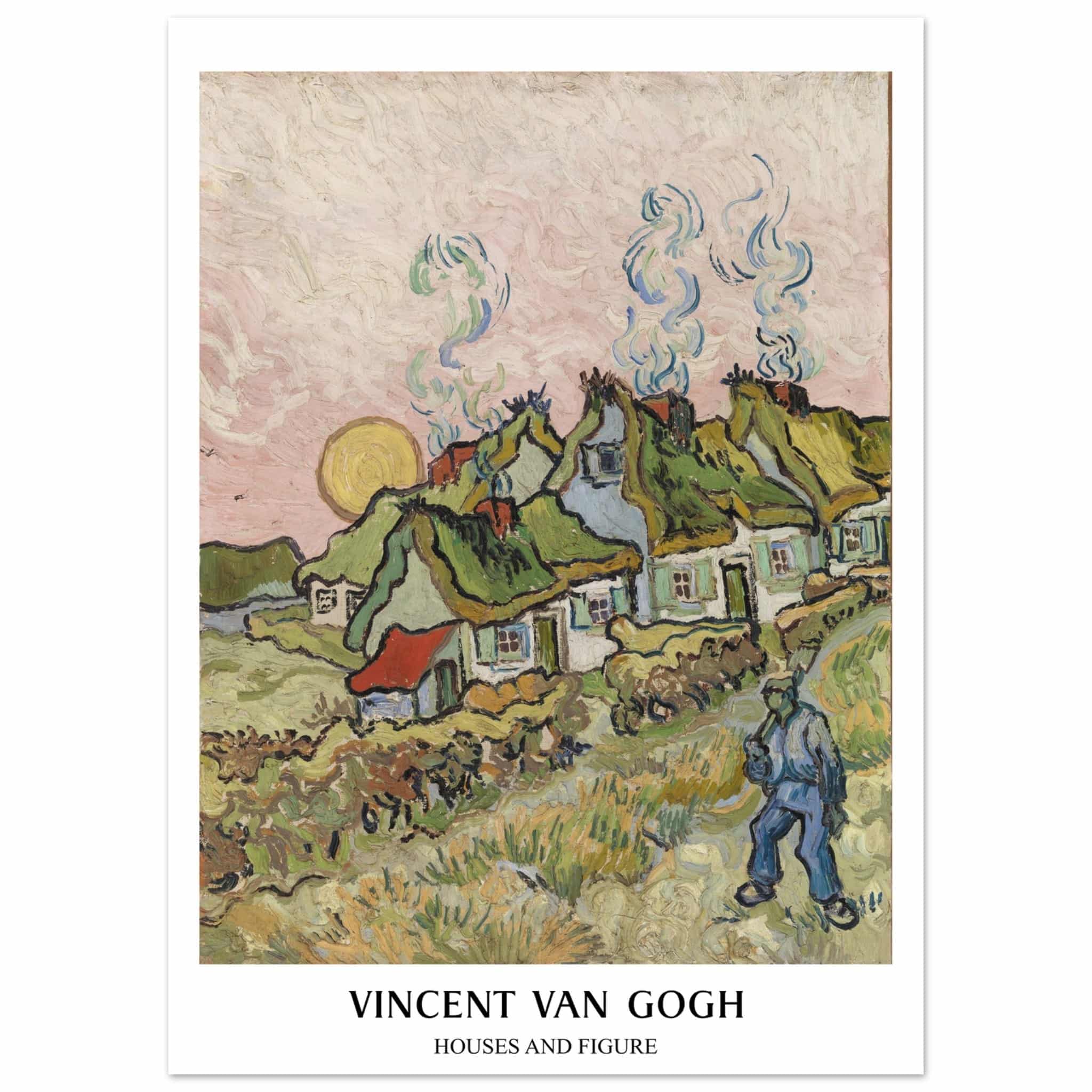 Artfulprints Poster Vincent van Gogh - Houses and figures - 50x70 cm -