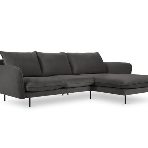 Cosmopolitan Design rechter hoekbank Vienna 5-zits, flueel, donkergrij Cosmopolitan Design rechter hoekbank Vienna 5-zits, flueel, donkergrij