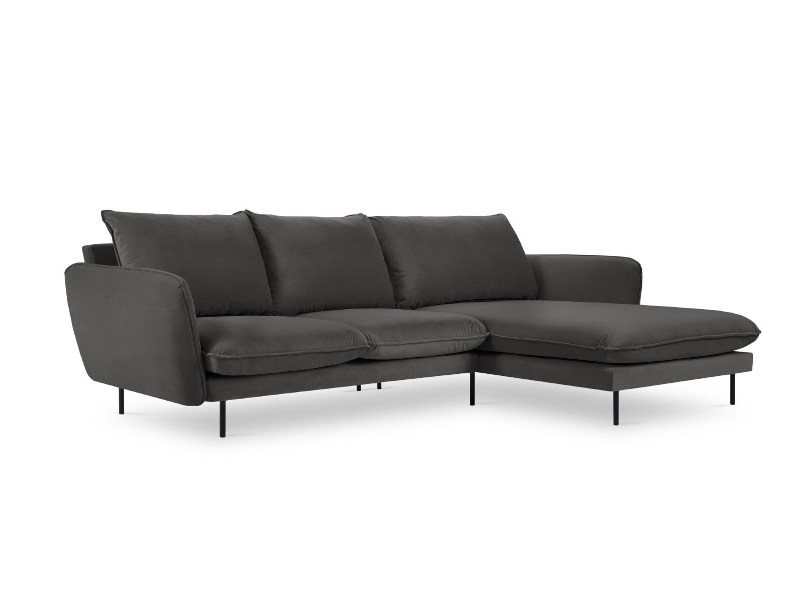 Cosmopolitan Design rechter hoekbank Vienna 5-zits, flueel, donkergrij