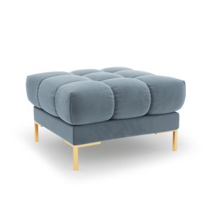 Cosmopolitan Design Poef Bali flueel, lichtblauw – 60x60x41cm Cosmopolitan Design Poef Bali flueel, lichtblauw – 60x60x41cm