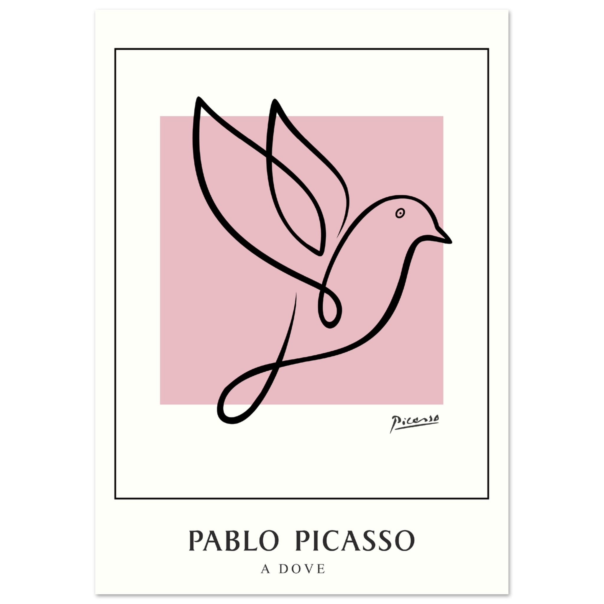 Artfulprints Poster Pablo Picasso - A dove - A4 21x29.7 cm - Roze
