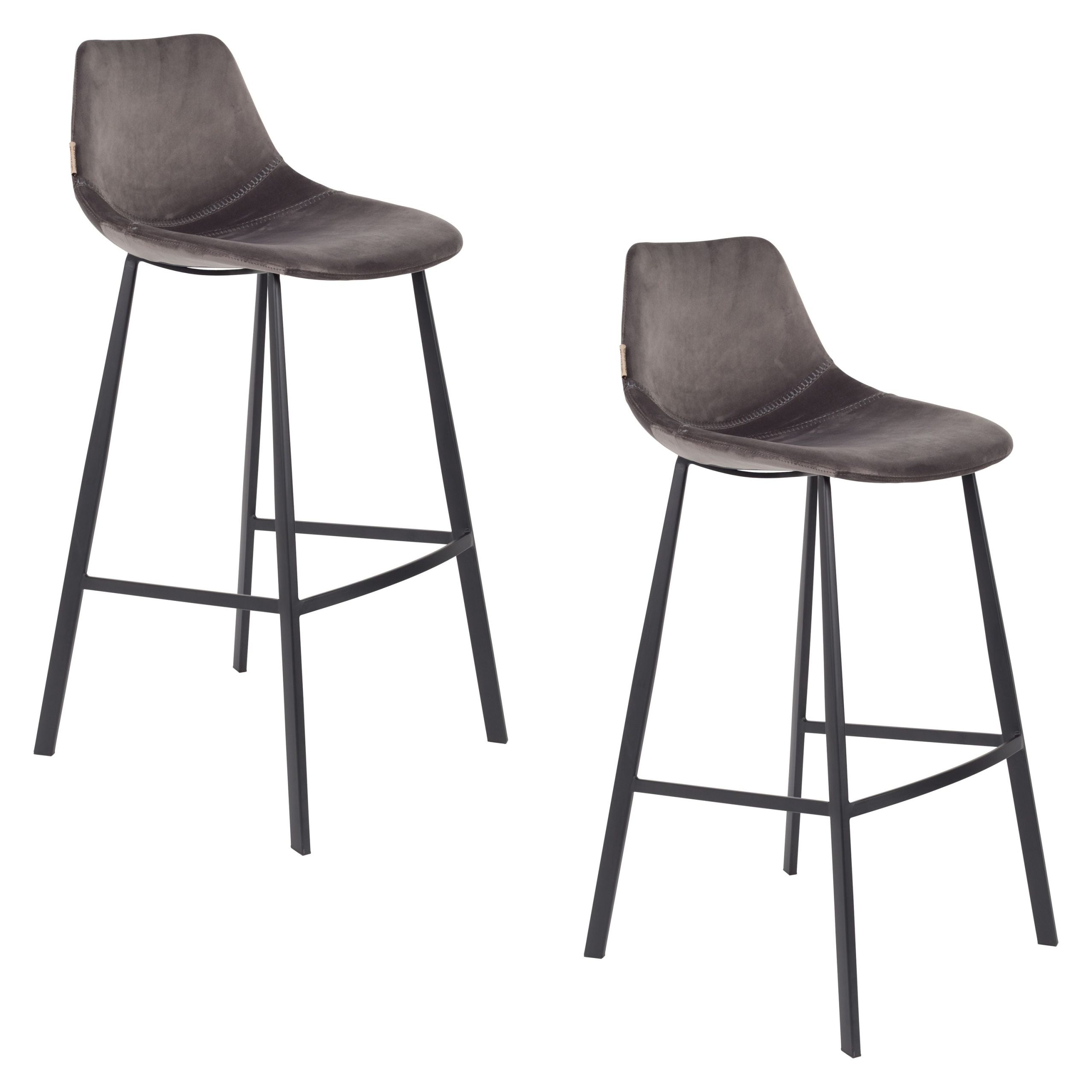 Dutchbone Franky Barkrukken rugleuning 80 cm Grijs - Set van 2