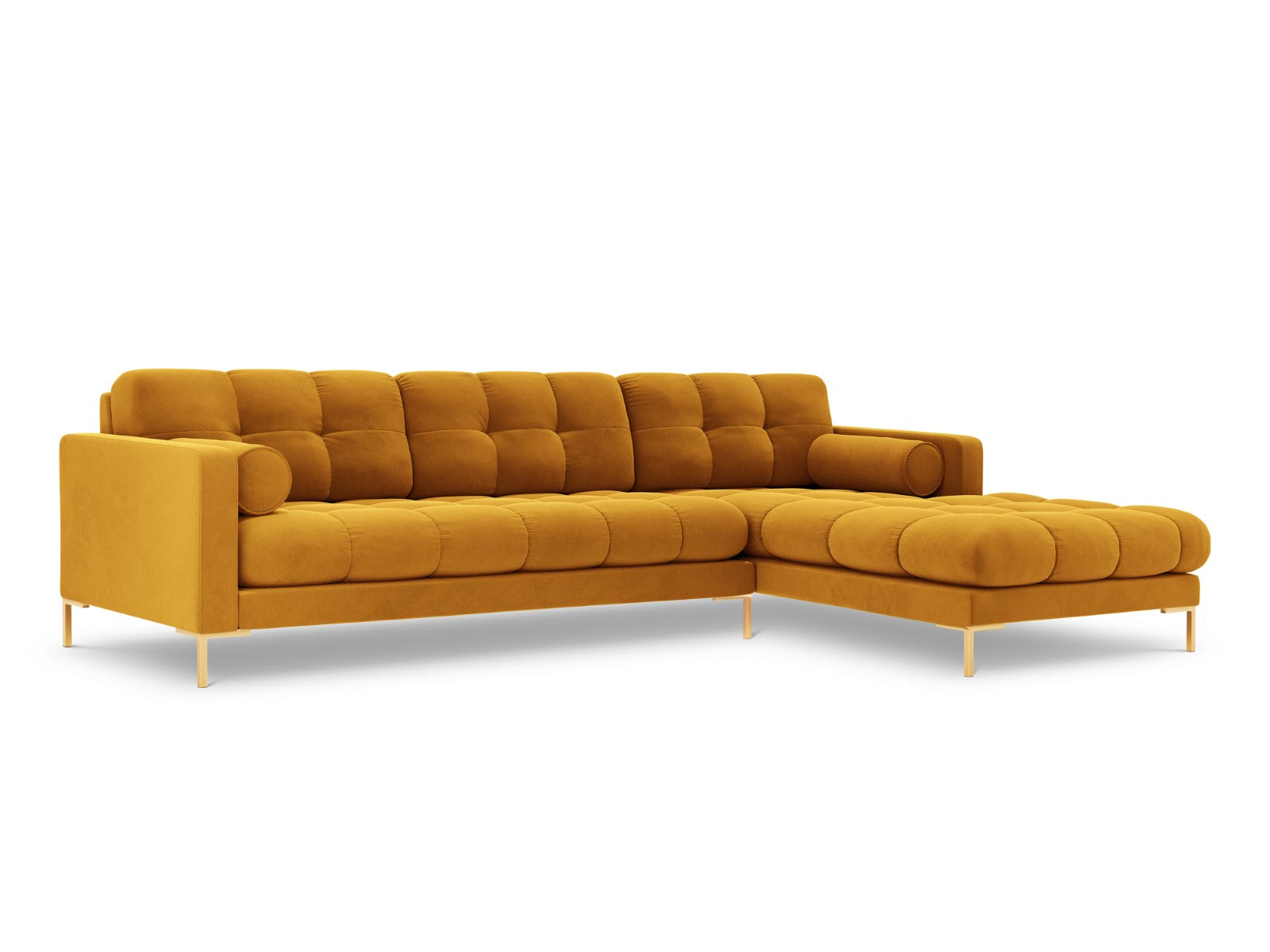 Cosmopolitan Design rechter hoekbank Bali 5-zits, flueel, geel - 185x2