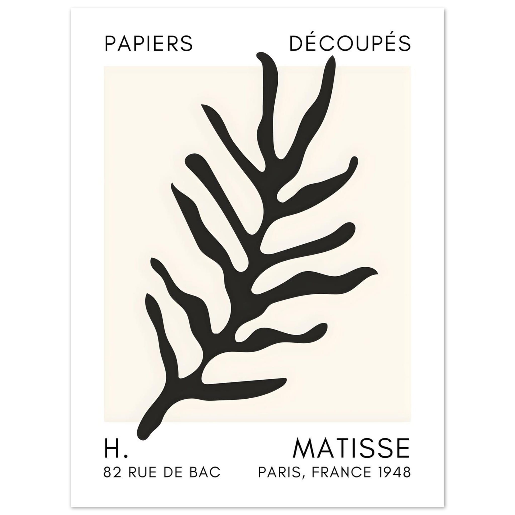 Artfulprints Poster Matisse – Ocean flora black - 30x40 cm - Zwart
