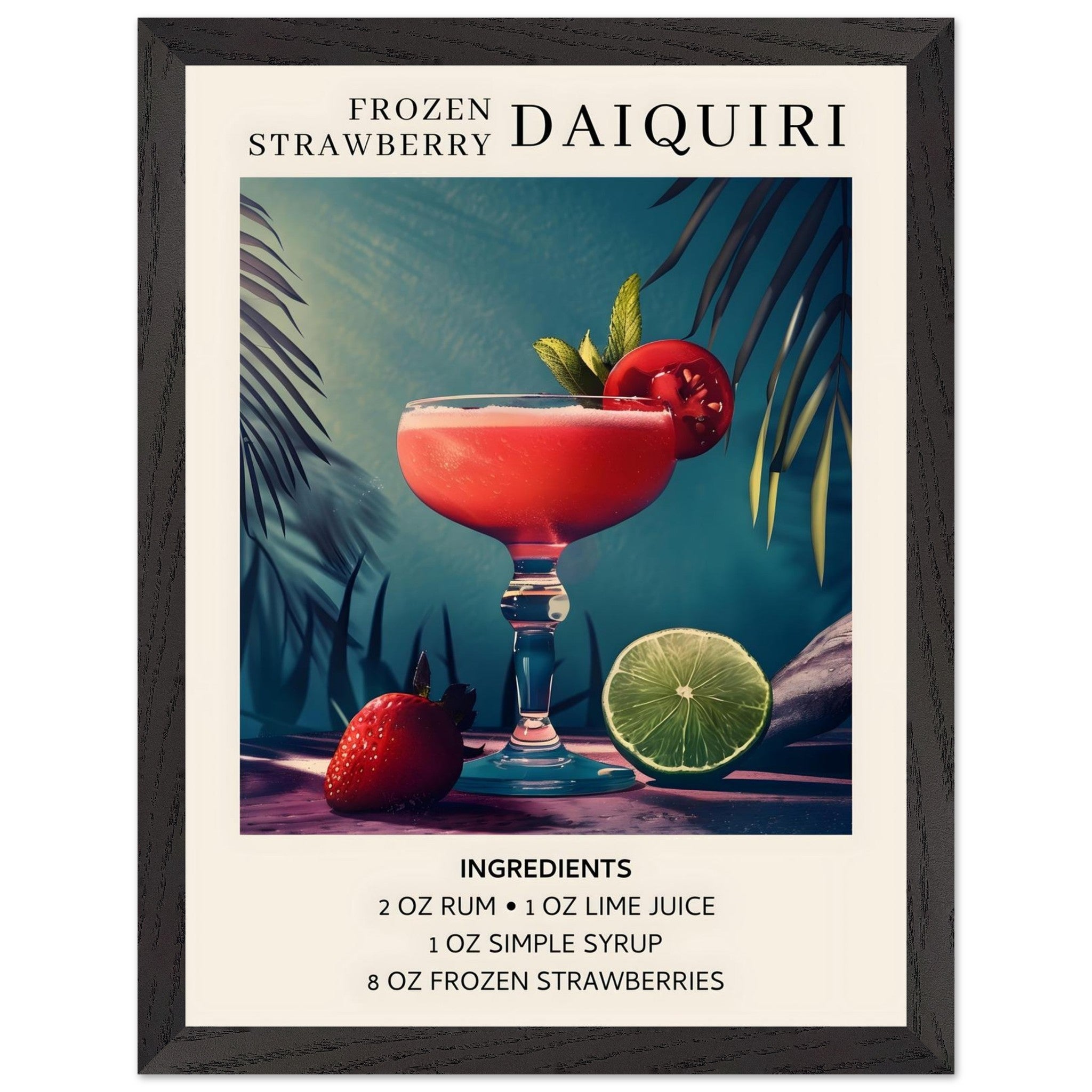Artfulprints Poster met Lijst Frozen Strawberry Daiquiri cocktail - In