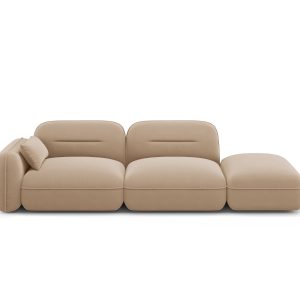 Cosmopolitan Design Rechte modulaire bank Sydney 3-zits, flueel, zand Cosmopolitan Design Rechte modulaire bank Sydney 3-zits, flueel, zand