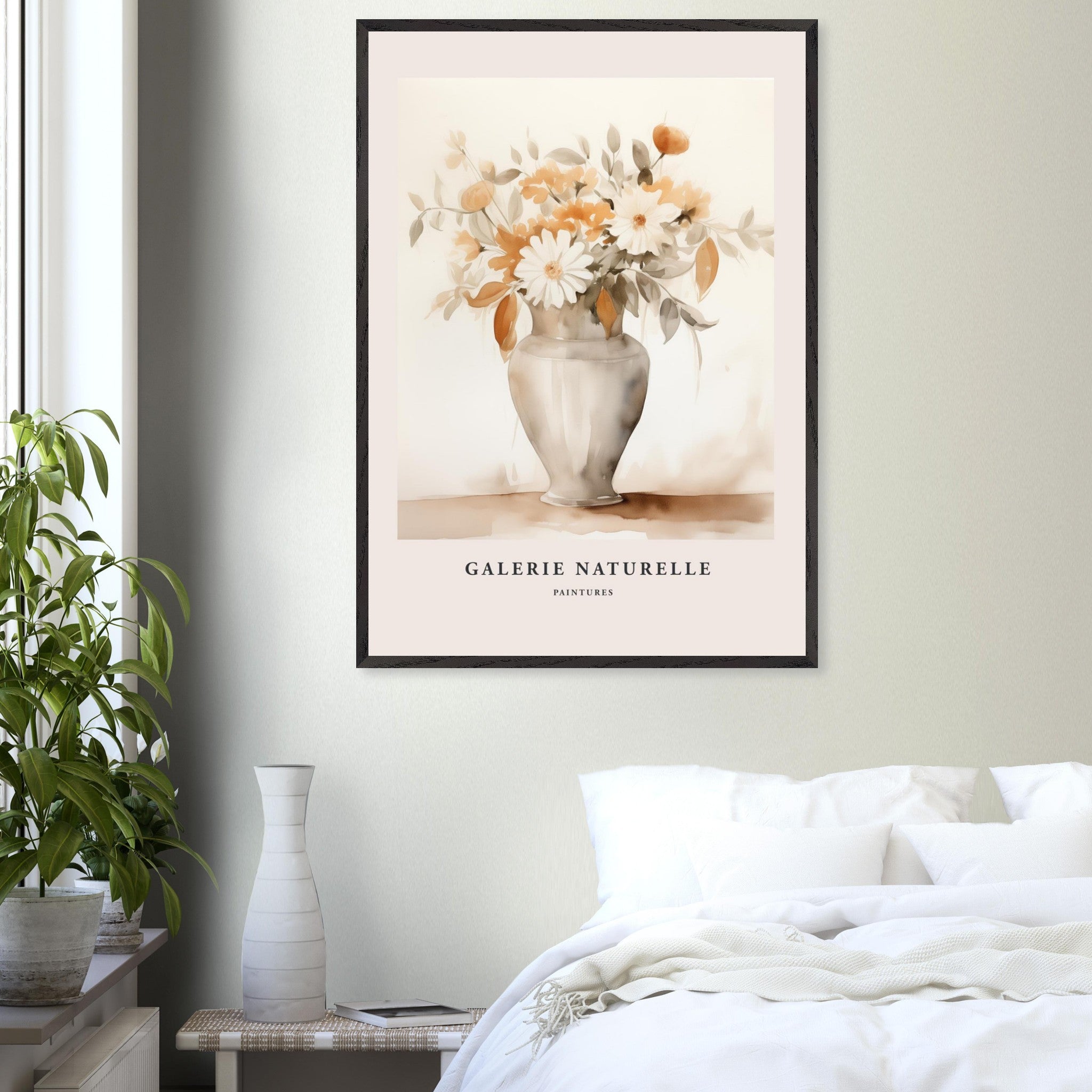 Artfulprints Poster Bloemen in vaas 2 - 70x100 cm - Taupe