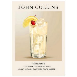 Artfulprints Poster John Collins cocktail – Ingrediënten – A4 21×29.7 Artfulprints Poster John Collins cocktail – Ingrediënten – A4 21×29.7