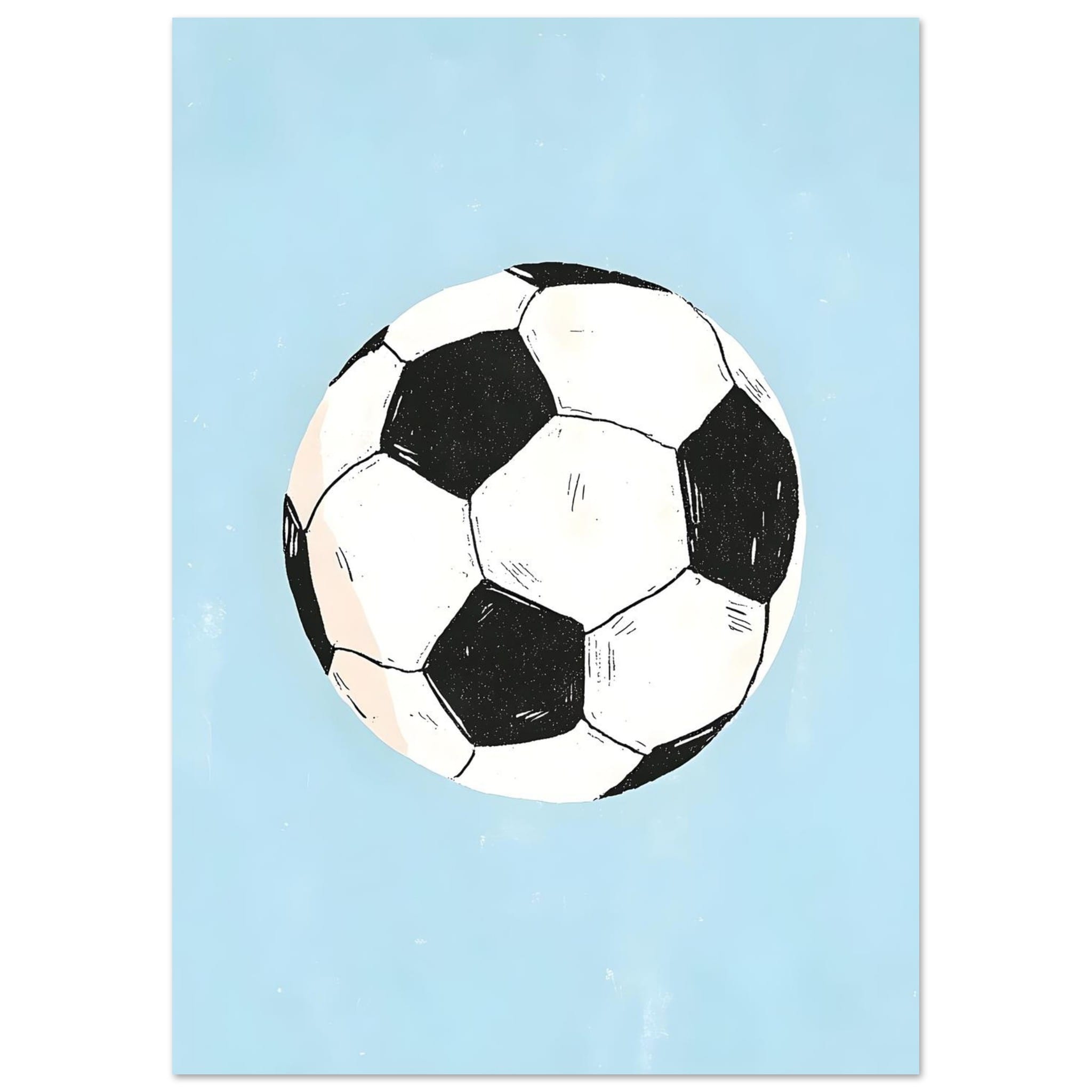 Artfulprints Poster Klassieke voetbal - A4 21x29.7 cm - Blauw