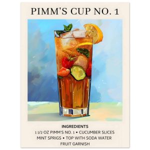 Artfulprints Poster Pimm's Cup No. 1 cocktail – Ingrediënten – 30×40 c
