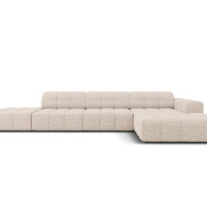 Cosmopolitan Design rechter hoekbank Chicago 5-zits, chenille beige – Cosmopolitan Design rechter hoekbank Chicago 5-zits, chenille beige –