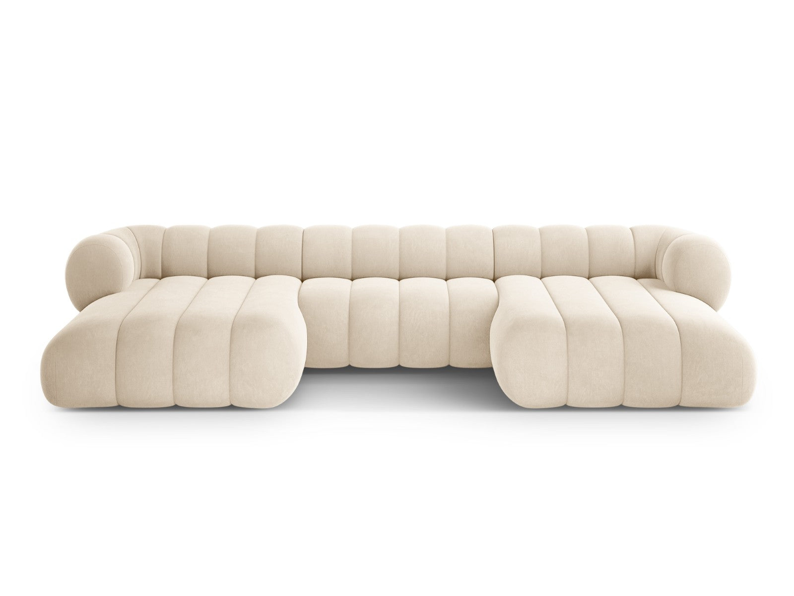 Cosmopolitan Design Panoramische bank Koge 6-zits, flueel lichtbeige -