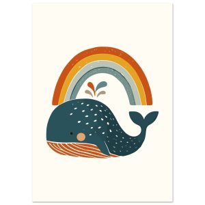 Artfulprints Poster Boho – Walvis – A4 21×29.7 cm – Meerkleurig