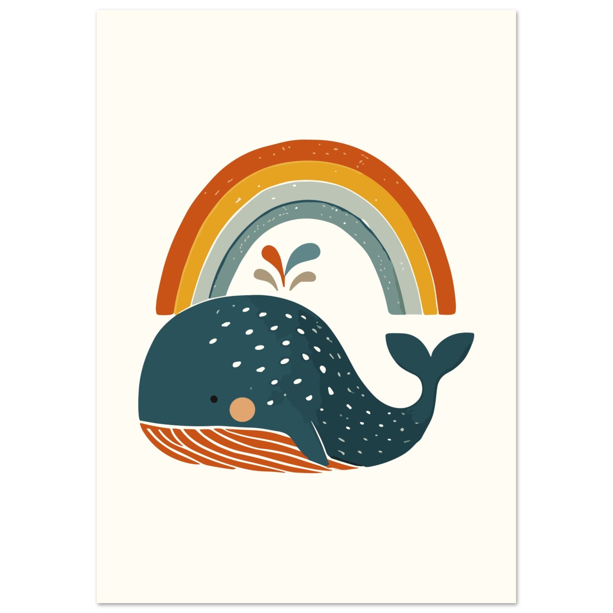 Artfulprints Poster Boho - Walvis - A4 21x29.7 cm - Meerkleurig