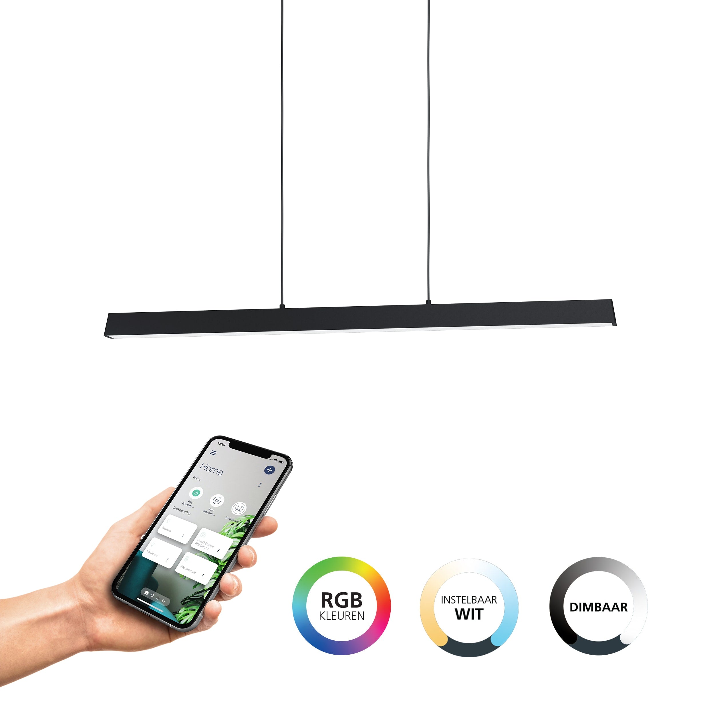 EGLO connect.z smart hanglamp Simolaris-Z - 122 cm - zwart - rgb