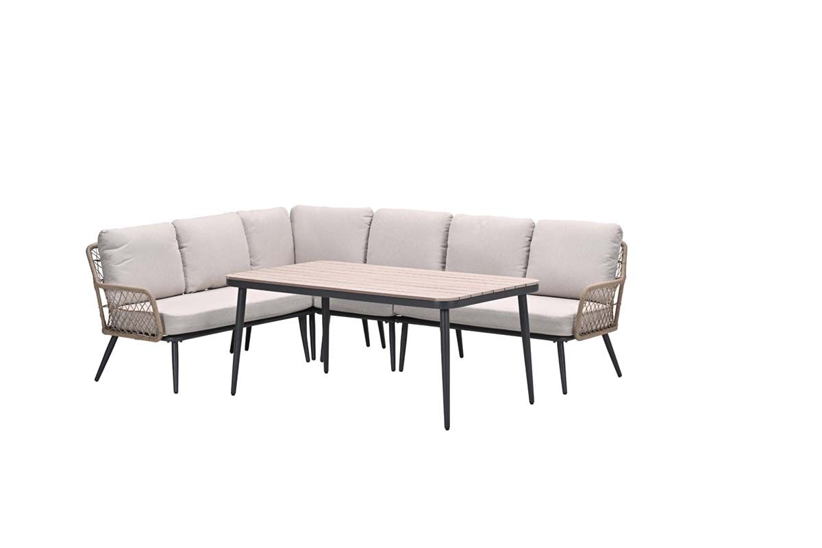 Allasio lounge-dining hoekset - 5-dlg. - c.black - desert sand - VW