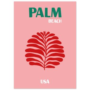Artfulprints Poster USA – Palm Beach – 50×70 cm – Roze